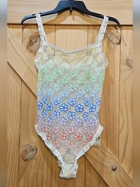 NWT | Aerie Colorful Floral Print Sheer Lace Bodysuit | Medium